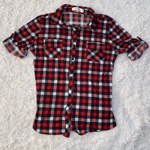 Eden & Olivia Womens Flannel Button Down Blouse/Size:M
